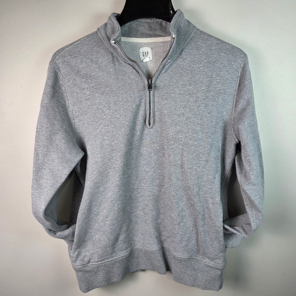 Gap Quarter Zip Sweatshirt Mens Small Gray Heathered Pullover Fleece